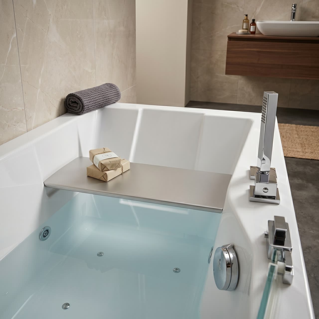 Douche-modus met comfortzitje horizontaal